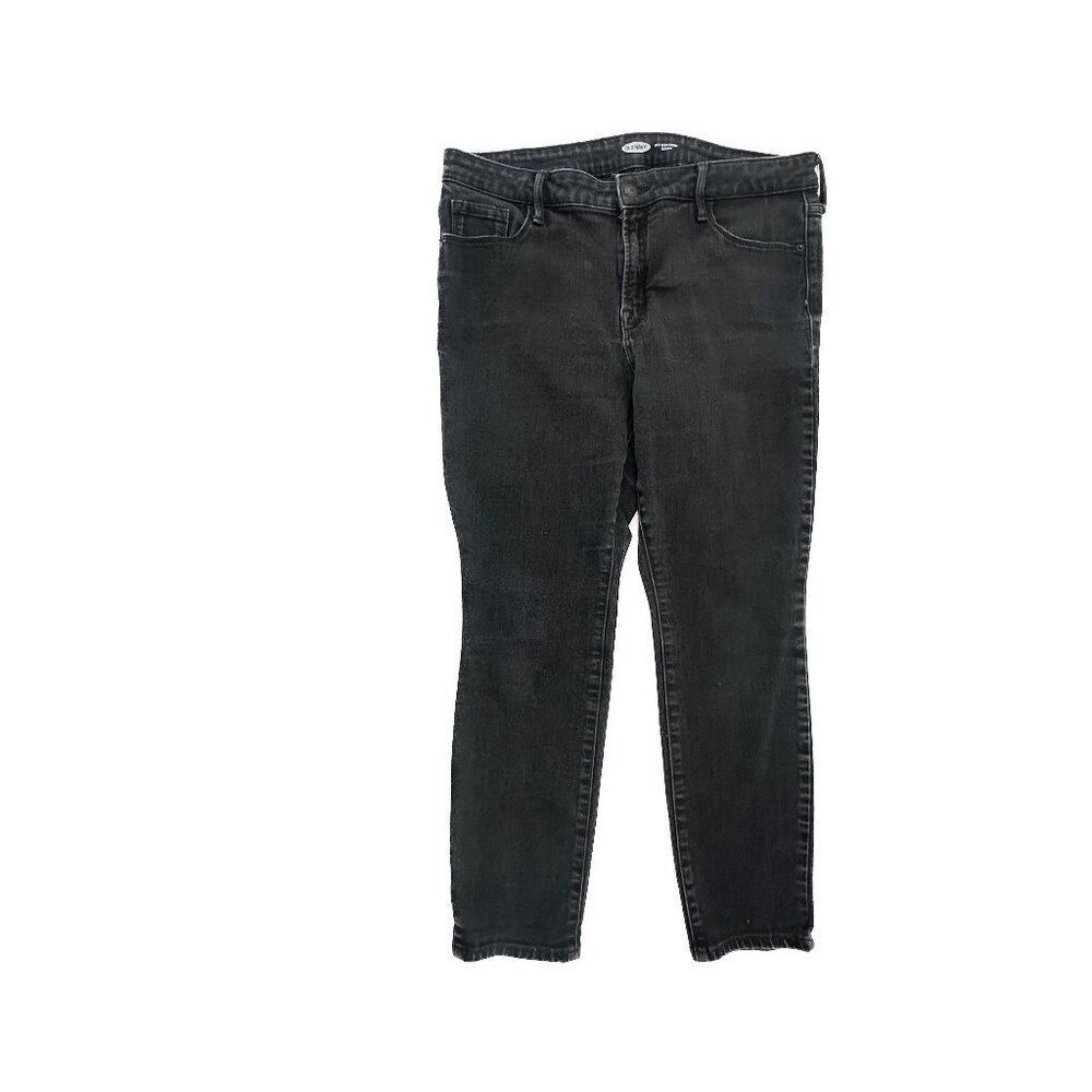 Old Navy Pop Icon Skinny Jeans Women‎ 14P Black Mid Rise Denim 20219